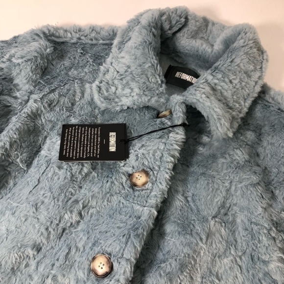Reformation Polar Coat Sky Faux Fur - Picture 4 of 8